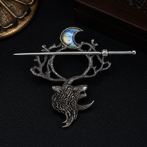 Eclipse Wolf Hair Pin